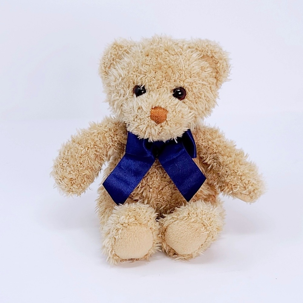 Vintage GUND Bravo Bear 4872 Braun ThermoScan Tan Plush Blue Bow 9" SOFT